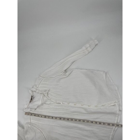 Quince Womens Small Peasant Blouse Long-Sleeve Organic Cotton White Cottagecore - Picture 8 of 8